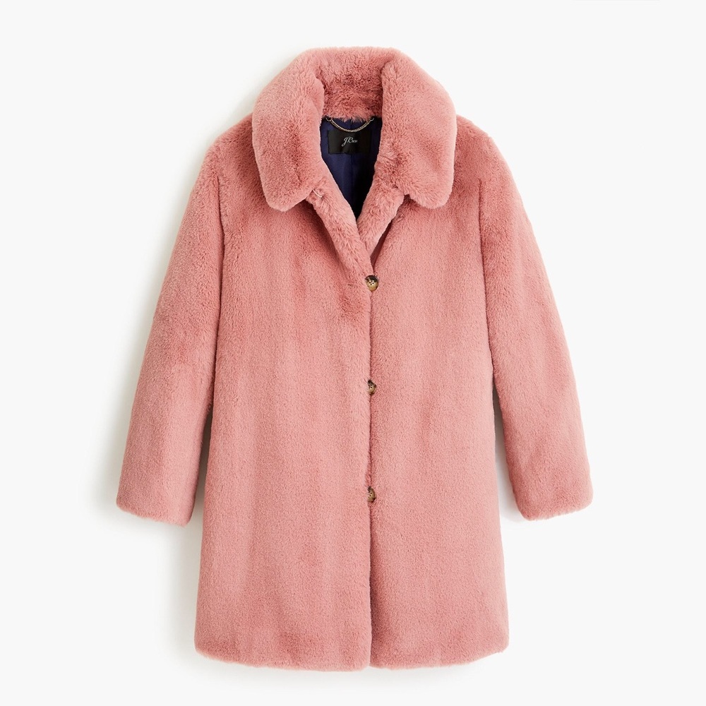 New: jcrew faux fur coat pink